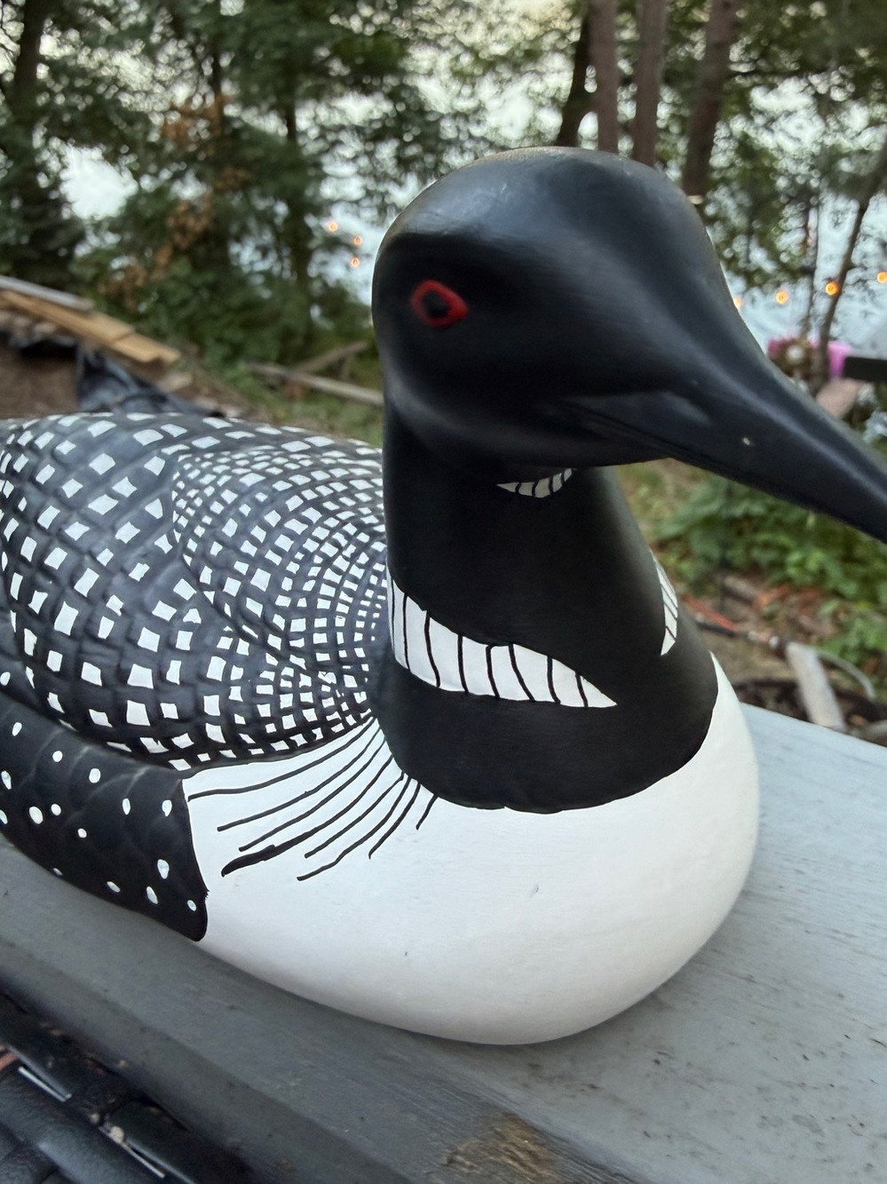 Common Loon Duck Figurine Northwoods Lake Cabin Decor Hand Painted 10” Signed RL